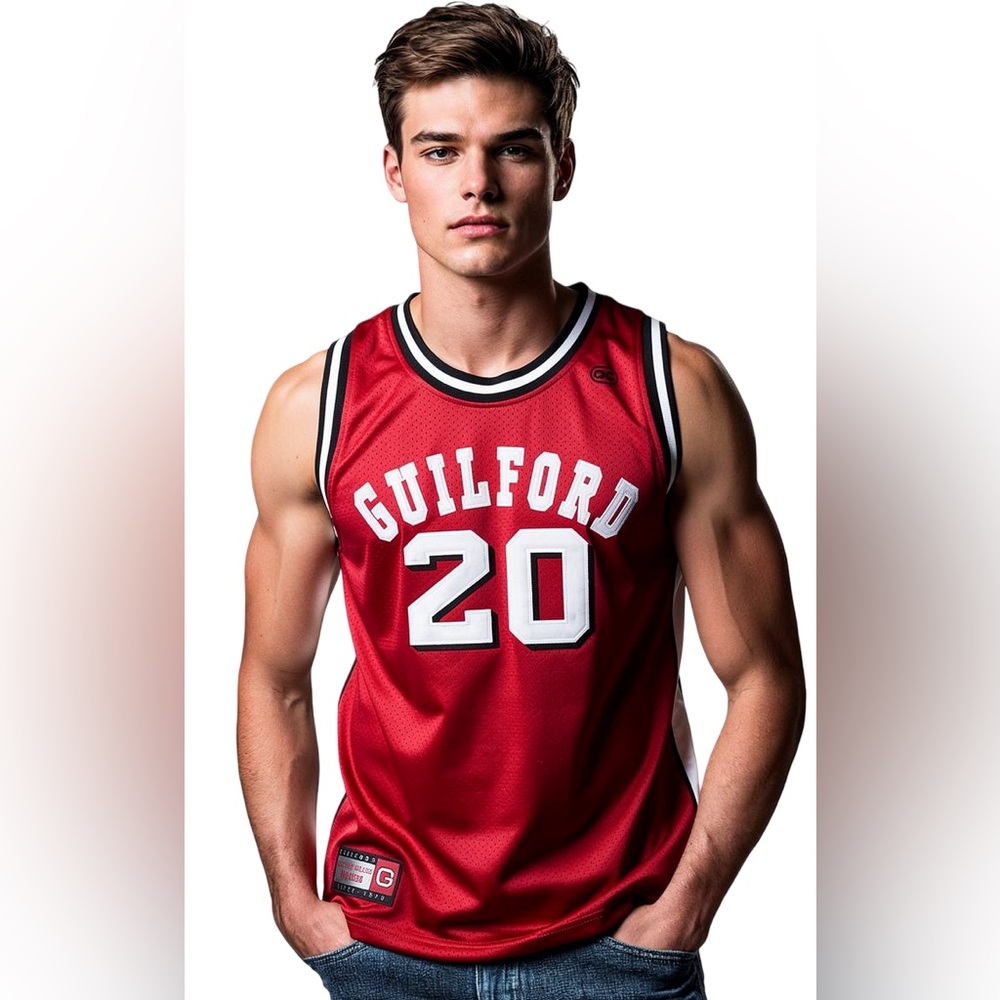 Hardwood Legends Guilford College #20 Basketball Jersey Red‎ Throwback men’s 3XL